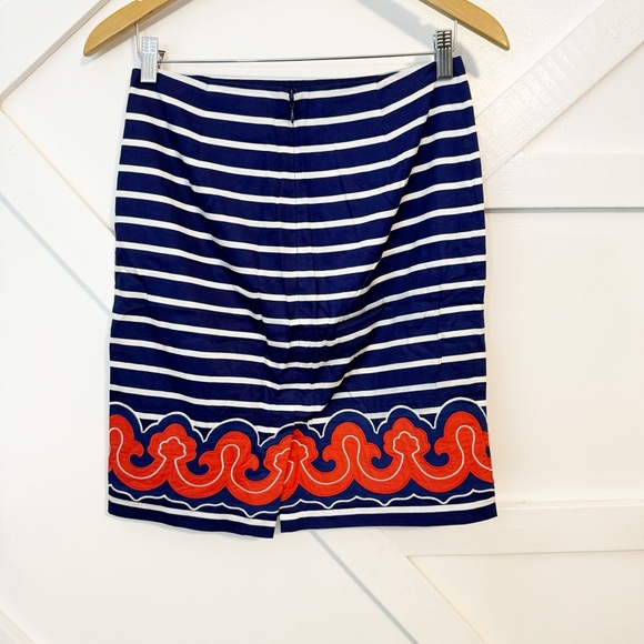 Vineyard Vines Striped Nautical Printed Mini Pencil Skirt Blue Sz 2 - Picture 3 of 7